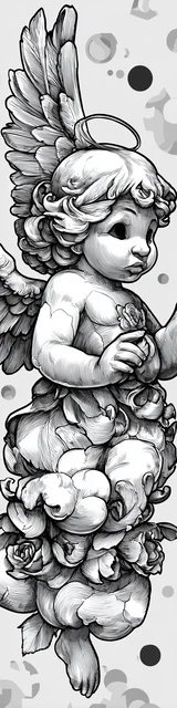 Free angel bookmark to color featuring halo on young angel